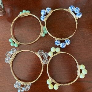 Elegant Gold and Bead Bangle Set